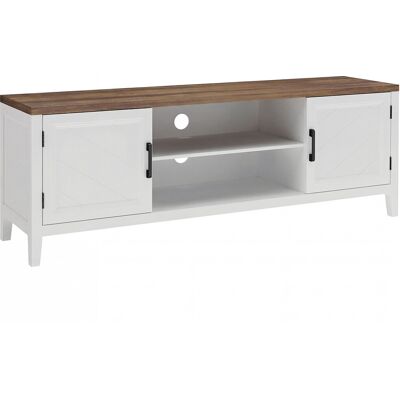 HOMCOM TV-Möbel 140 cm, TV-Schrank für Fernseher bis 106,7 cm mit 2 Türen, 2 offenen Fächern, rustikaler Stil, TV-Bank für Wohnzimmer, Schlafzimmer, weiß und braun Aosom HOMCOM TV-Möbel 140 cm, TV-Schrank für Fernseher bis 106,7 cm mit 2 Türen, 2 offenen Fächern, rustikaler Stil, TV-Bank für Wohnzimmer, Schlafzimmer, weiß und braun Aosom