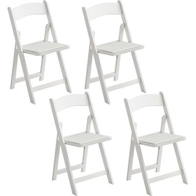 HOMCOM 4er-Set Klappstühle aus Kunststoffharz, tragbare Klappstühle für Innen und Außen mit PU-gepolstertem Sitz, 45 x 44 x 78 cm, Weiß Aosom HOMCOM 4er-Set Klappstühle aus Kunststoffharz, tragbare Klappstühle für Innen und Außen mit PU-gepolstertem Sitz, 45 x 44 x 78 cm, Weiß Aosom
