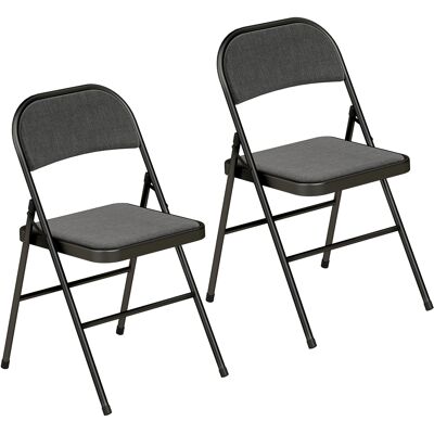 HOMCOM 2er-Set Klappstühle, tragbare Esszimmerstühle, klappbar für Innenbereich mit Leinenpolster und Stahlrahmen, Maße 45l x 46P x 78H cm, schwarz Aosom HOMCOM 2er-Set Klappstühle, tragbare Esszimmerstühle, klappbar für Innenbereich mit Leinenpolster und Stahlrahmen, Maße 45l x 46P x 78H cm, schwarz Aosom