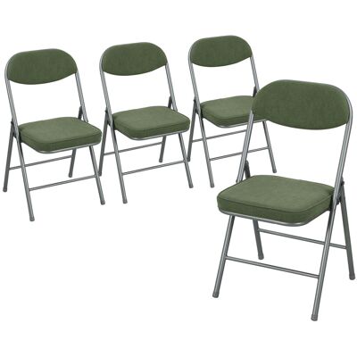 HOMCOM Klappstuhl 4er Set Campingstuhl mit Gepolsteter Rückenlehne, Klappbar Bürostuhl mit Stahlrahmen, Küchenstuhl mit Polster bis 120 kg belastbar für Gäste, Büro, Camping, Grün Aosom HOMCOM Klappstuhl 4er Set Campingstuhl mit Gepolsteter Rückenlehne, Klappbar Bürostuhl mit Stahlrahmen, Küchenstuhl mit Polster bis 120 kg belastbar für Gäste, Büro, Camping, Grün Aosom