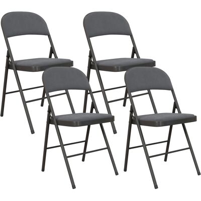 HOMCOM 4er-Set Klappstühle, tragbare Esszimmerstühle für Innen mit gepolsterten Sitz- und Rückenflächen in Velours und Stahlrahmen, belastbar bis 120 kg, dunkelgrau Aosom HOMCOM 4er-Set Klappstühle, tragbare Esszimmerstühle für Innen mit gepolsterten Sitz- und Rückenflächen in Velours und Stahlrahmen, belastbar bis 120 kg, dunkelgrau Aosom
