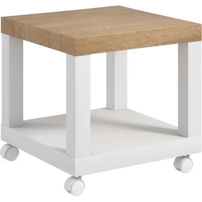 HOMCOM Rollbarer Beistelltisch, Moderner Couchtisch mit offenem Regal, für Wohnzimmer, Schlafzimmer oder Büro, 40 x 40 x 40 cm, Naturholz & Weiß Aosom HOMCOM Rollbarer Beistelltisch, Moderner Couchtisch mit offenem Regal, für Wohnzimmer, Schlafzimmer oder Büro, 40 x 40 x 40 cm, Naturholz & Weiß Aosom