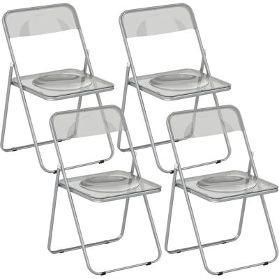 HOMCOM Set mit 4 klappbaren Acrylstühlen, platzsparende Innen-Klappstühle mit Stahlrahmen, tragbarer Klappstuhl für Zuhause Büro Küche Events, 47x48x75 cm, Grau Aosom HOMCOM Set mit 4 klappbaren Acrylstühlen, platzsparende Innen-Klappstühle mit Stahlrahmen, tragbarer Klappstuhl für Zuhause Büro Küche Events, 47x48x75 cm, Grau Aosom
