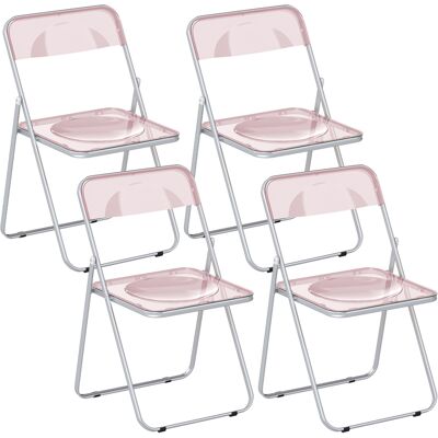 HOMCOM Set aus 4 klappbaren Acrylstühlen, platzsparende Innen-Klappstühle mit Stahlgestell, tragbarer Klappstuhl für Zuhause Büro Küche Events, 47x48x75 cm, Rosa Aosom HOMCOM Set aus 4 klappbaren Acrylstühlen, platzsparende Innen-Klappstühle mit Stahlgestell, tragbarer Klappstuhl für Zuhause Büro Küche Events, 47x48x75 cm, Rosa Aosom