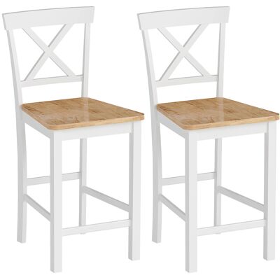 HOMCOM Barhocker 2er Set Barstuhl Armlose Küchenstühle mit Rückenlehne und Fußstütze, Modern Tresenhocker aus Massivholz für Küche, Wohnzimmer, Esszimmer Eiche Aosom HOMCOM Barhocker 2er Set Barstuhl Armlose Küchenstühle mit Rückenlehne und Fußstütze, Modern Tresenhocker aus Massivholz für Küche, Wohnzimmer, Esszimmer Eiche Aosom