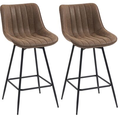 HOMCOM 2er-Set Barhocker, moderne Barstühle aus PU, gepolsterter Sitz 68H cm, 360° drehbar, mit Rückenlehne & Fußstütze, Stahlgestell, für Küche & Esszimmer, Braun Aosom HOMCOM 2er-Set Barhocker, moderne Barstühle aus PU, gepolsterter Sitz 68H cm, 360° drehbar, mit Rückenlehne & Fußstütze, Stahlgestell, für Küche & Esszimmer, Braun Aosom