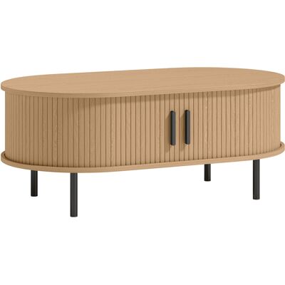HOMCOM ovaler Couchtisch aus Holz, moderner Wohnzimmertisch mit Schiebetüren und verstecktem Stauraum, Metallfüße, für Schlafzimmer, Wohnzimmer und Büro, 100 x 55 x 40 cm, natürliche Holzoptik Aosom HOMCOM ovaler Couchtisch aus Holz, moderner Wohnzimmertisch mit Schiebetüren und verstecktem Stauraum, Metallfüße, für Schlafzimmer, Wohnzimmer und Büro, 100 x 55 x 40 cm, natürliche Holzoptik Aosom