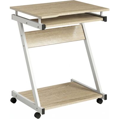 HOMCOM Büroschreibtisch mit 4 Rollen, 60x48 cm platzsparender Schreibtisch mit Tastaturablage, offenes Regal, Computertisch für Zuhause Studio Büro, Farbe Rovere Aosom HOMCOM Büroschreibtisch mit 4 Rollen, 60x48 cm platzsparender Schreibtisch mit Tastaturablage, offenes Regal, Computertisch für Zuhause Studio Büro, Farbe Rovere Aosom