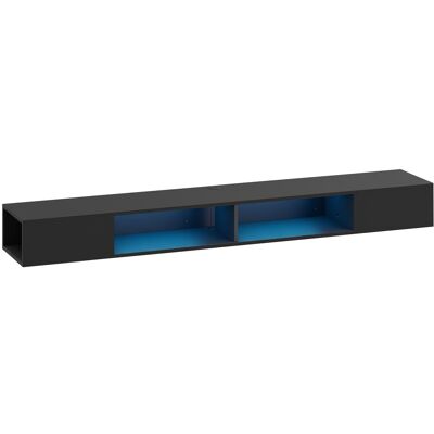 HOMCOM Wand-TV-Möbel 180 cm mit RGB-LED-Beleuchtung, TV-Möbel für Fernseher bis zu 190,5 cm mit offenen Regalen, Wand-TV-Bank für Wohnzimmer, schwarz Aosom HOMCOM Wand-TV-Möbel 180 cm mit RGB-LED-Beleuchtung, TV-Möbel für Fernseher bis zu 190,5 cm mit offenen Regalen, Wand-TV-Bank für Wohnzimmer, schwarz Aosom