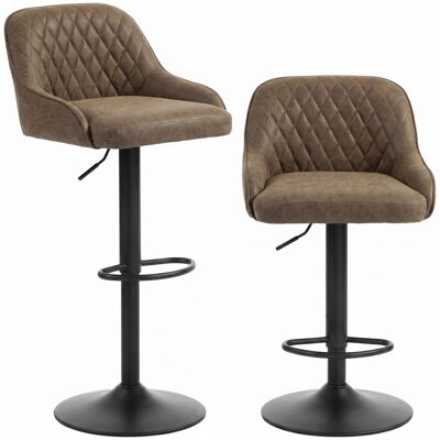HOMCOM 2er-Set Barhocker, hohe Küchenhocker mit drehbarem Sitz und höhenverstellbar, PU-Barstühle mit Rückenlehne für Kücheninsel, Esszimmer, Dunkelbraun Aosom HOMCOM 2er-Set Barhocker, hohe Küchenhocker mit drehbarem Sitz und höhenverstellbar, PU-Barstühle mit Rückenlehne für Kücheninsel, Esszimmer, Dunkelbraun Aosom