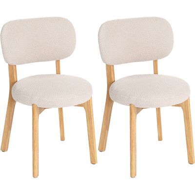 HOMCOM Esszimmerstühle 2er-Set, Küchenstuhl mit breitem Sitz, geschwungener Rückenlehne und Beinen aus Holz, Polsterstuhl mit Bouclé-Optik, für Wohnzimmer, Esszimmer, Creme Aosom HOMCOM Esszimmerstühle 2er-Set, Küchenstuhl mit breitem Sitz, geschwungener Rückenlehne und Beinen aus Holz, Polsterstuhl mit Bouclé-Optik, für Wohnzimmer, Esszimmer, Creme Aosom