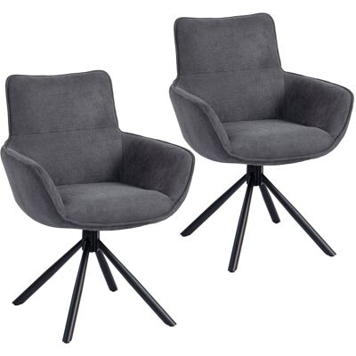 HOMCOM Esszimmerstuhl 2er Set Drehbar Küchenstuhl mit Samtoptik, Sessel mit Armlehne, Metallbeine, Loungesessel, Polsterstuhl für Esszimmer Wohnzimmer, Dunkelgrau Aosom HOMCOM Esszimmerstuhl 2er Set Drehbar Küchenstuhl mit Samtoptik, Sessel mit Armlehne, Metallbeine, Loungesessel, Polsterstuhl für Esszimmer Wohnzimmer, Dunkelgrau Aosom