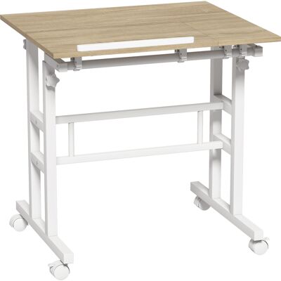 HOMCOM Sitz-Steh-Schreibtisch, höhenverstellbarer Schreibtisch 70 x 60 cm, Computertisch auf Rollen mit neigbarer Platte, Arbeitsplatz für Schlafzimmer, kleine Räume, braun Aosom HOMCOM Sitz-Steh-Schreibtisch, höhenverstellbarer Schreibtisch 70 x 60 cm, Computertisch auf Rollen mit neigbarer Platte, Arbeitsplatz für Schlafzimmer, kleine Räume, braun Aosom