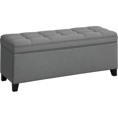 HOMCOM Sitzbank mit Stauraum, Polsterbank 120x40x48 cm mit Sicherheits-Scharniern, Leinenoptik, Bank bis 120kg für Wohnzimmer, Schlafzimmer, Flur, Dunkelgrau Aosom HOMCOM Sitzbank mit Stauraum, Polsterbank 120x40x48 cm mit Sicherheits-Scharniern, Leinenoptik, Bank bis 120kg für Wohnzimmer, Schlafzimmer, Flur, Dunkelgrau Aosom