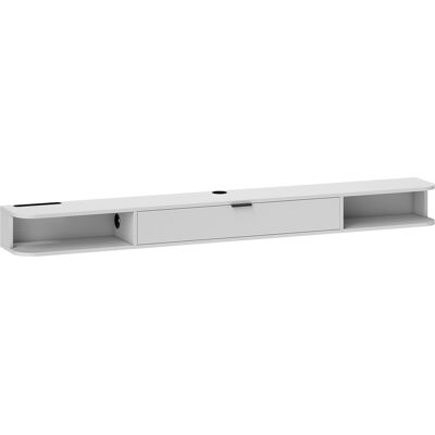 HOMCOM Wand-TV-Möbel 180 cm, TV-Bank für Fernseher bis 190,5 cm, Klappschublade, 2 offene Regale und Kabeldurchführung, Wandhängende TV-Bank für Wohnzimmer, Weiß Aosom HOMCOM Wand-TV-Möbel 180 cm, TV-Bank für Fernseher bis 190,5 cm, Klappschublade, 2 offene Regale und Kabeldurchführung, Wandhängende TV-Bank für Wohnzimmer, Weiß Aosom