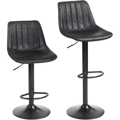 HOMCOM Barhocker 2er Set, Gepolstert Barstuhl mit Metallgestell, Lehne, Höhenverstellbar Küchenstühle mit Fußstütze, 360° Drehbar, Tresenhocker für Küche, Wohnzimmer, Esszimmer, Mikrofasertuch Schwarz Aosom HOMCOM Barhocker 2er Set, Gepolstert Barstuhl mit Metallgestell, Lehne, Höhenverstellbar Küchenstühle mit Fußstütze, 360° Drehbar, Tresenhocker für Küche, Wohnzimmer, Esszimmer, Mikrofasertuch Schwarz Aosom