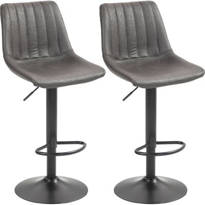 HOMCOM Barhocker 2er Set, Gepolstert Barstuhl mit Metallgestell, Lehne, Höhenverstellbar Küchenstühle mit Fußstütze, 360° Drehbar, Tresenhocker für Küche, Wohnzimmer, Esszimmer, Dunkelgrau Aosom HOMCOM Barhocker 2er Set, Gepolstert Barstuhl mit Metallgestell, Lehne, Höhenverstellbar Küchenstühle mit Fußstütze, 360° Drehbar, Tresenhocker für Küche, Wohnzimmer, Esszimmer, Dunkelgrau Aosom