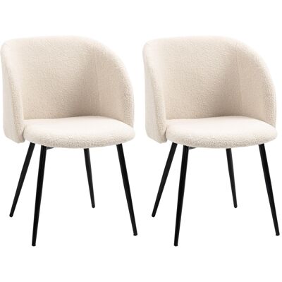 HOMCOM Esszimmerstühle 2er Set Küchenstuhl mit Ergonomischer Rückenlehne, Lammwoll-Optik, modern Polsterstuhl mit Stahlbeine Armlehne, Wohnzimmerstuhl Stühle für Esstisch Esszimmer, Cremeweiß Aosom HOMCOM Esszimmerstühle 2er Set Küchenstuhl mit Ergonomischer Rückenlehne, Lammwoll-Optik, modern Polsterstuhl mit Stahlbeine Armlehne, Wohnzimmerstuhl Stühle für Esstisch Esszimmer, Cremeweiß Aosom