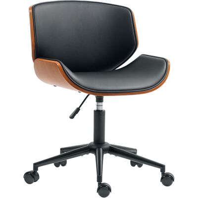 HOMCOM Homeoffice Stuhl Schreibtischstuhl aus Kunstleder höhenverstellbar Drehstuhl Schminkstuhl Bürostuhl bis 135 kg belastbar, für Arbeitszimmer, Schlafzimmer Schwarz+Walnussbraun Aosom HOMCOM Homeoffice Stuhl Schreibtischstuhl aus Kunstleder höhenverstellbar Drehstuhl Schminkstuhl Bürostuhl bis 135 kg belastbar, für Arbeitszimmer, Schlafzimmer Schwarz+Walnussbraun Aosom
