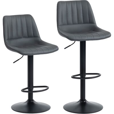 HOMCOM Barhocker 2er Set, 360° Drehbar Gepolstert Barstuhl mit Fußstütze, Lehne, Höhenverstellbar Kunstleder Tresenhocker für Küche, Wohnzimmer, Esszimmer Dunkelgrau Aosom HOMCOM Barhocker 2er Set, 360° Drehbar Gepolstert Barstuhl mit Fußstütze, Lehne, Höhenverstellbar Kunstleder Tresenhocker für Küche, Wohnzimmer, Esszimmer Dunkelgrau Aosom