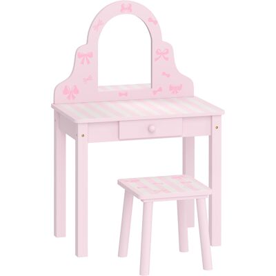 AIYAPLAY Kinder Schminktisch Set 2 in 1 Frisiertisch Schreibtisch mit Hocker abnehmbarem Spiegel Schublade, Make-up Tisch aus Holz Kinderschminktisch für Mädchen 3-6 Jahre Rosa Aosom AIYAPLAY Kinder Schminktisch Set 2 in 1 Frisiertisch Schreibtisch mit Hocker abnehmbarem Spiegel Schublade, Make-up Tisch aus Holz Kinderschminktisch für Mädchen 3-6 Jahre Rosa Aosom