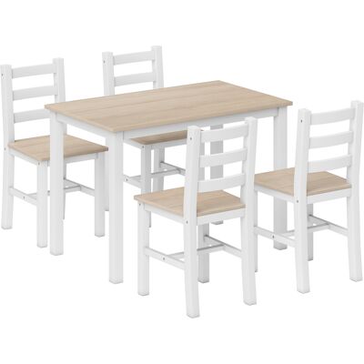 HOMCOM Esstisch mit 4 Stühlen Essgruppe für 4 Personen, 108 cm Landhaus-Esstisch mit Stühlen aus Massivholz, platzsparendes Set für Esszimmer und Frühstücksecke, Natur Aosom HOMCOM Esstisch mit 4 Stühlen Essgruppe für 4 Personen, 108 cm Landhaus-Esstisch mit Stühlen aus Massivholz, platzsparendes Set für Esszimmer und Frühstücksecke, Natur Aosom