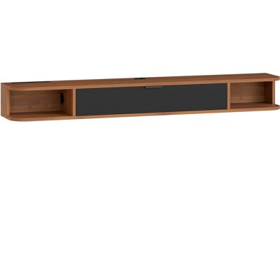 HOMCOM Wand-TV-Möbel 140 cm, TV-Bank für Fernseher bis 60 Zoll, Klappschublade, 2 offene Ablagen und Kabeldurchführung, Wand-Lowboard, Nussbaum Aosom HOMCOM Wand-TV-Möbel 140 cm, TV-Bank für Fernseher bis 60 Zoll, Klappschublade, 2 offene Ablagen und Kabeldurchführung, Wand-Lowboard, Nussbaum Aosom