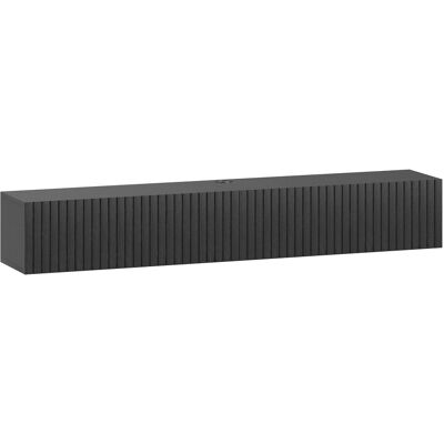 HOMCOM schwebendes TV-Möbel 140 cm, TV-Bank für Fernseher bis 183 cm mit 2 geriffelten Klapptüren, Wand-TV-Bank für Wohnzimmer, Schlafzimmer, schwarz Aosom HOMCOM schwebendes TV-Möbel 140 cm, TV-Bank für Fernseher bis 183 cm mit 2 geriffelten Klapptüren, Wand-TV-Bank für Wohnzimmer, Schlafzimmer, schwarz Aosom