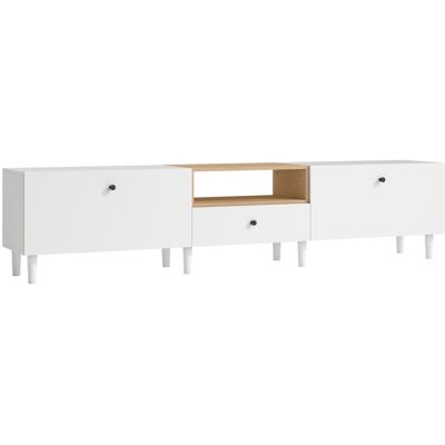 HOMCOM TV Schrank TV Board für Fernseher bis zu 90 Zoll 200 cm TV Lowboard mit 2 Klapptüren, Schublade, Soft-Close-Scharnieren Fernsehtisch für Wohnzimmer Weiß Aosom HOMCOM TV Schrank TV Board für Fernseher bis zu 90 Zoll 200 cm TV Lowboard mit 2 Klapptüren, Schublade, Soft-Close-Scharnieren Fernsehtisch für Wohnzimmer Weiß Aosom