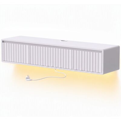 HOMCOM Hängendes TV-Möbel 120 cm mit LED-Beleuchtung und Steckdosen, TV-Möbel für Fernseher bis 165,1 cm, gerillte Klapptür und 2 Schubladen, Wand-TV-Bank für Wohnzimmer, Schlafzimmer, Weiß Aosom HOMCOM Hängendes TV-Möbel 120 cm mit LED-Beleuchtung und Steckdosen, TV-Möbel für Fernseher bis 165,1 cm, gerillte Klapptür und 2 Schubladen, Wand-TV-Bank für Wohnzimmer, Schlafzimmer, Weiß Aosom