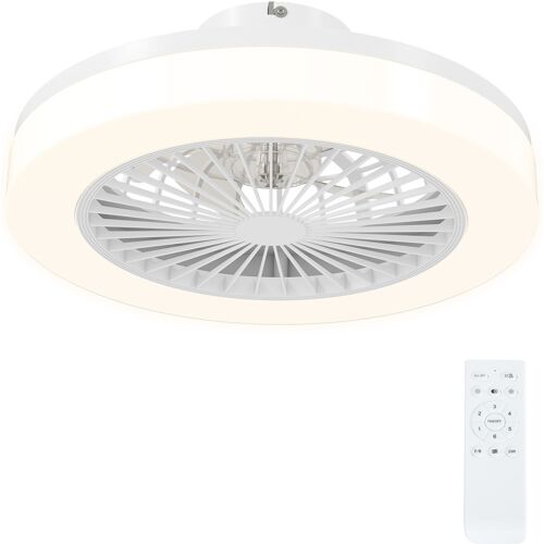 HOMCOM Deckenventilator mit Beleuchtung Fernbedienung LED Ventilator Deckenleuchte Dimmbar mit 6 Geschwindigkeiten 40 W Lampe mit umkehrbar Ventilator, Timer für Schlafzimmer Weiß 46 cm Aosom