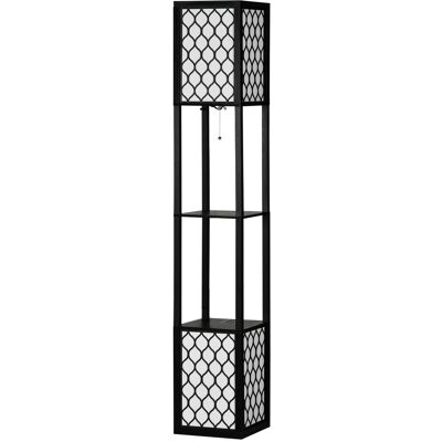 HOMCOM Stehlampe mit Regal - Modernes Doppellicht, 40W E27, Schwarz HOMCOM Stehlampe mit Regal - Modernes Doppellicht, 40W E27, Schwarz