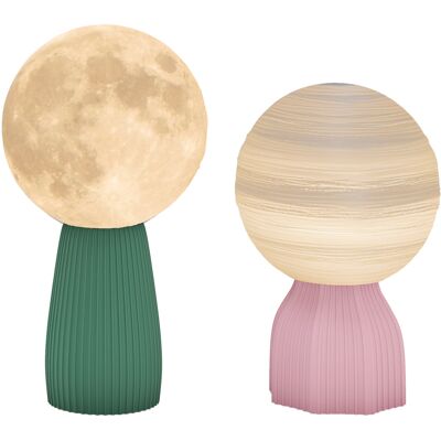 HOMCOM Tischlampe 2er Set LED Mond Tischleuchte USB-betriebenes Planeten Nachttischlampe mit 3 Lichtfarben, 10 einstellbaren Helligkeitsstufen für Wohnzimmer, Spielzimmer, Weiß Aosom HOMCOM Tischlampe 2er Set LED Mond Tischleuchte USB-betriebenes Planeten Nachttischlampe mit 3 Lichtfarben, 10 einstellbaren Helligkeitsstufen für Wohnzimmer, Spielzimmer, Weiß Aosom