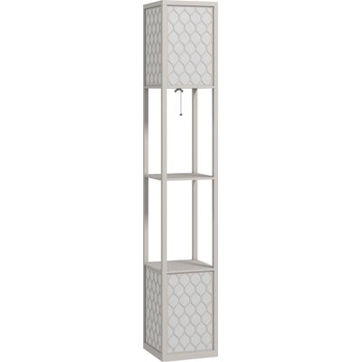 HOMCOM Stehlampe mit Regal, Stehleuchte mit Doppellicht, 40 W Standlampe mit E27 Sockel, 2 Ablagen, exkl. Leuchtmittel, für Wohnzimmer, Schlafzimmer, Hellgrau Aosom HOMCOM Stehlampe mit Regal, Stehleuchte mit Doppellicht, 40 W Standlampe mit E27 Sockel, 2 Ablagen, exkl. Leuchtmittel, für Wohnzimmer, Schlafzimmer, Hellgrau Aosom