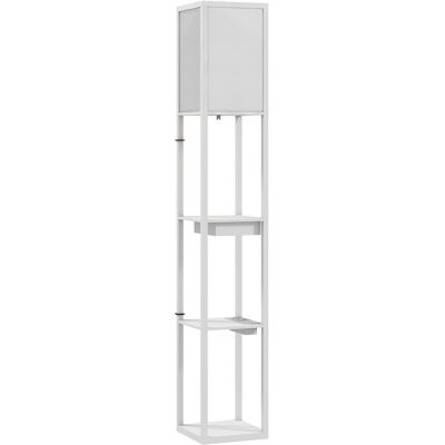 HOMCOM Stehlampe, Stehleuchte mit 3 Fächern, E27 Sockel, Standlampe mit Stoff-Lampenschirm, USB-A, USB-C Anschlüssen für Wohnzimmer, Weiß, exkl. Glühbirne Aosom HOMCOM Stehlampe, Stehleuchte mit 3 Fächern, E27 Sockel, Standlampe mit Stoff-Lampenschirm, USB-A, USB-C Anschlüssen für Wohnzimmer, Weiß, exkl. Glühbirne Aosom