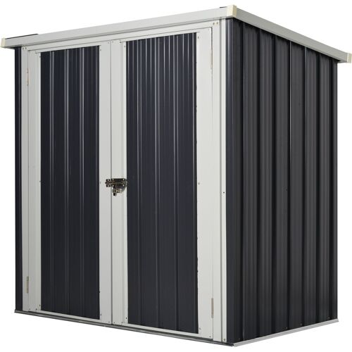 Outsunny Gartenschuppen - Geräteschuppen 1,26 m² - Mülltonnenunterstand - 2 abschließbare Türen - Abmessungen 147L x 86B x 134H cm - Stahlblech Schwarz Weiß Aosom