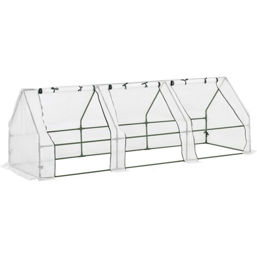 Outsunny Gewächshaus Treibhaus Tomatenhaus 270x90x90 cm, Frühbeet aus Weißem Kunststoff, ideal für Pflanzen & Gemüse Aosom.de