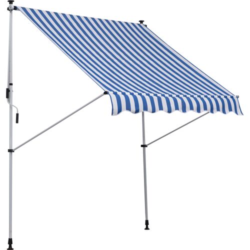 Outsunny Gelenkarmmarkise Klemmmarkise höhenverstellbar 200x150cm Blau/Weiß aus Aluminium für Terrasse & Balkon Aosom.de