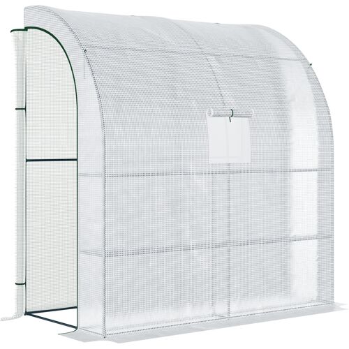 Outsunny Foliengewächshaus Tomatengewächshaus 200x100x215cm mit Mesh Fenster und aufrollbaren Türen UV Schutz in Weiß für Pflanzen und Garten Aosom.de