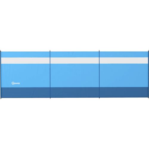 Outsunny Windschutz faltbar Camping Sichtschutz mit Lichtquellenfenster Heringen Seilen Windfang Zaun Strandwindschutz Strandschutz für Camping Garten, Strand, Terrasse 440 x 140 cm Blau Aosom