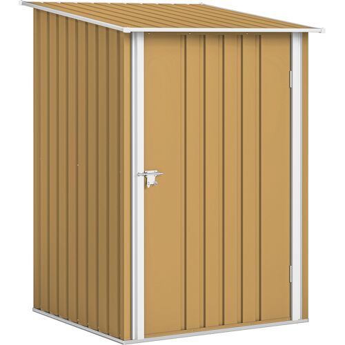 Outsunny Gartenschuppen 0.92m² aus verzinktem Stahl, Geräteschuppen mit verschließbarer Tür und Riegel, schräges Dach, 100x104x160 cm, Gelb Aosom