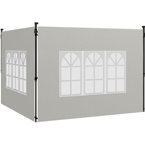 Outsunny 2er Set Seitenwände für Pavillon 3x3 3x6 Wasserdicht Seitenteile mit Fenster Winterfest Seitenwände für Pavillon Partyzelt Gartenzelt, Weiß Aosom