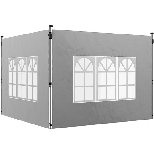 Outsunny 2er-Set Seitenteile für Pavillon 3x3/3x4 m, Seitenwand mit Fenster, wasserdicht Seitenwände aus Oxfordstoff, als Windschutz und Sichtschutz für Partyzelt, Hellgrau Aosom