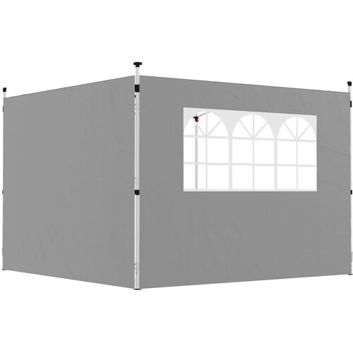 Outsunny Seitenteile für Pavillon 3 x 3 m Seitenwände mit Fenster 2er-Set Oxford 210D Hellgrau Aosom