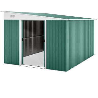 Outsunny Metall Gerätehaus 8,9m² 280x345x201cm Geräteschuppen mit Pultdach Schiebetür wetterfest Gartenhaus Outdoor Schrank Schuppen für Hinterhof Außenbereich Garten, Grün Aosom Outsunny Metall Gerätehaus 8,9m² 280x345x201cm Geräteschuppen mit Pultdach Schiebetür wetterfest Gartenhaus Outdoor Schrank Schuppen für Hinterhof Außenbereich Garten, Grün Aosom