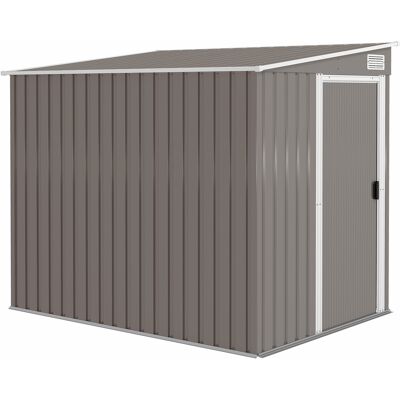 Outsunny Metall Gerätehaus 2,81m² 154x206,5x181 cm Geräteschuppen mit Pultdach Fundament Schiebetür wetterfest Gartenhaus Outdoor Garten Schuppen Schrank für Hinterhof Außenbereich Hellgrau Aosom Outsunny Metall Gerätehaus 2,81m² 154x206,5x181 cm Geräteschuppen mit Pultdach Fundament Schiebetür wetterfest Gartenhaus Outdoor Garten Schuppen Schrank für Hinterhof Außenbereich Hellgrau Aosom