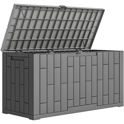 Outsunny Gartenbox 227 Liter Auflagenbox mit Holzoptik Wasserdicht Abschließbar Outdoor Kissenbox aus Kunststoff UV-beständig Aufbewahrungsbox für Garten Balkon Terrasse 106,5 x 43 x 54,5 cm Grau Aosom Outsunny Gartenbox 227 Liter Auflagenbox mit Holzoptik Wasserdicht Abschließbar Outdoor Kissenbox aus Kunststoff UV-beständig Aufbewahrungsbox für Garten Balkon Terrasse 106,5 x 43 x 54,5 cm Grau Aosom