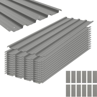 Outsunny 12 Stück Trapezblech 129x45cm 7m² Verzinkt Dachblech 0,25 mm Wetterfest Profilblech Verzinkter Stahl Dachplatten Dachpaneele Stahlblech Wellblechplatten für Dach Gerätehaus Carport Hellgrau Aosom Outsunny 12 Stück Trapezblech 129x45cm 7m² Verzinkt Dachblech 0,25 mm Wetterfest Profilblech Verzinkter Stahl Dachplatten Dachpaneele Stahlblech Wellblechplatten für Dach Gerätehaus Carport Hellgrau Aosom