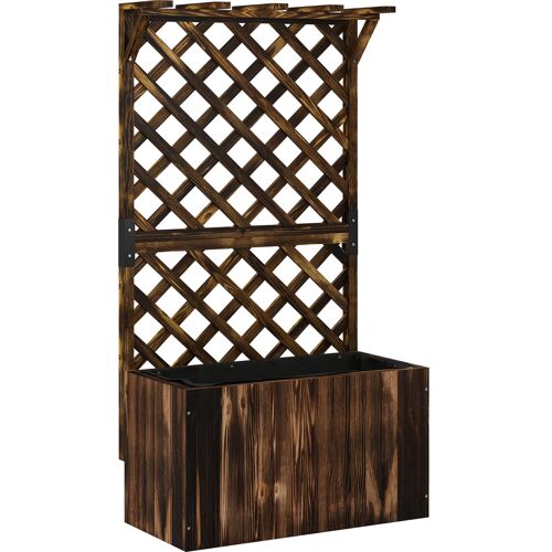Outsunny Hochbeet Pflanzkasten mit Rankgitter Dach Spalier Pflanzkübel Blumenkasten Holz, Gartenspalier 64 x 33 x 122cm für Garten Balkon Terrasse, Blumenkübel für Kletterpflanzen Korbpflanzen, Blumen Aosom