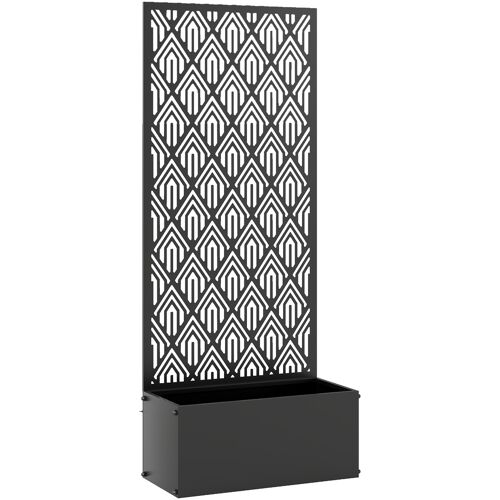 Outsunny Pflanzkasten mit Rankgitter, Blumenkasten, Hochbeet mit Sichtschutz, für Kletterpflanzen, Gemüse, Blumen, Metall, innen und außen, Hof Garten Balkon, 45 x 21,5 x 110 cm, schwarz Aosom